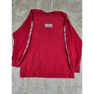 Vans Off The Wall Red Long Sleeve TShirt Mens Large Classic Fit Cotton